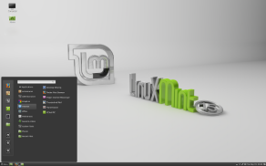 Screenshot of the Linux Mint desktop with open menu.